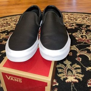 vans leather slip on sneakers